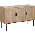 Commode design epure, teinte marron, rangement optimise rotin