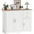 Enfilade etageres reglables gris clair, a 3 portes 2 tiroirs style scandinave