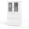 Meuble colonne gris clair a 2 portes 2 tiroirs avec etageres reglables