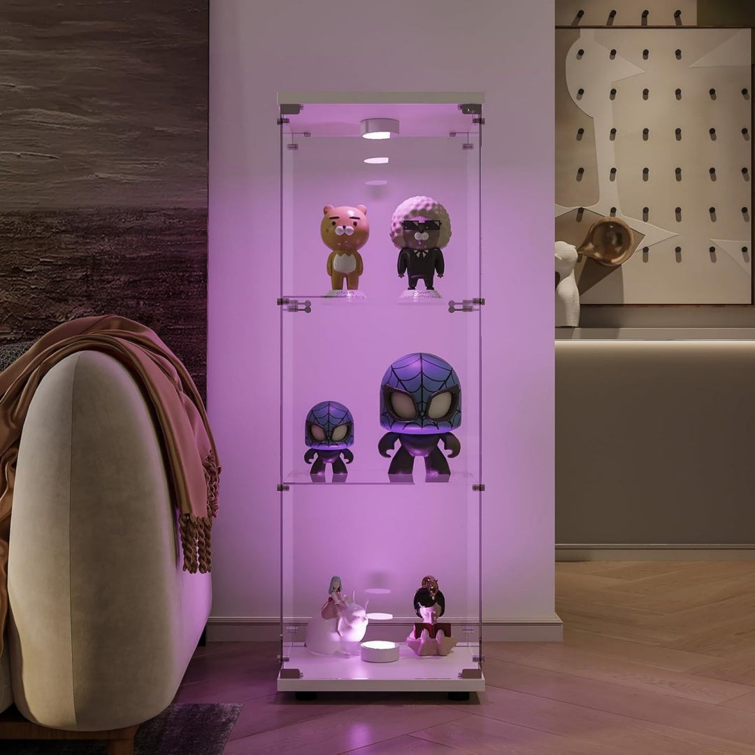Vitrine en verre trempe, couleur bordeaux avec deux portes