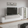 Vitrine gris, verre trempe, 290 x 45 x 121 cm, rangement intelligent