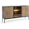Design, vaisselier marron en bois 3 portes 39 x 154 x 83 cm