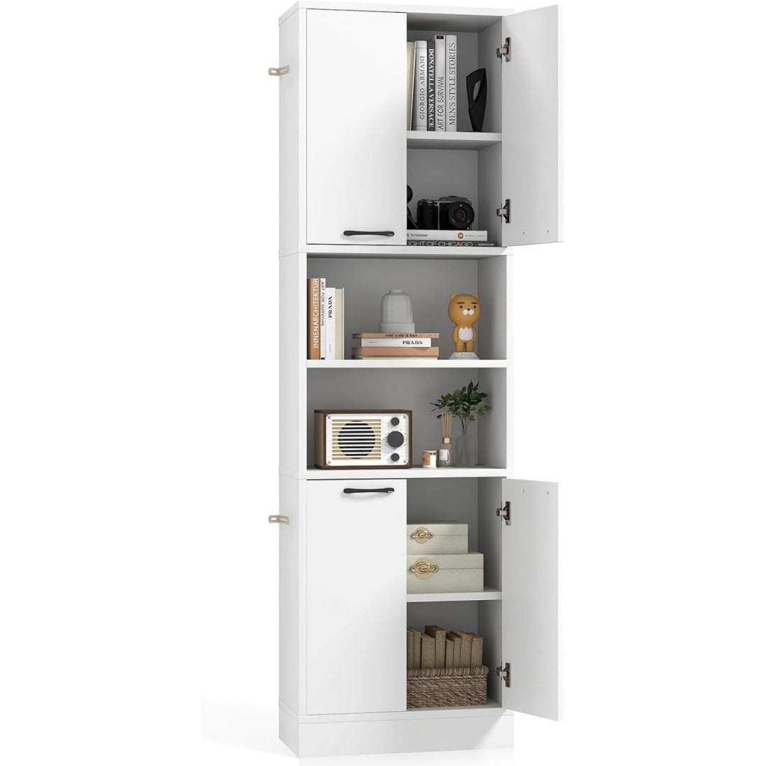 Pratique buffet gris clair en acier avec 4 portes