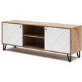 Meuble TV gris clair, deux portes, MDF, style contemporain
