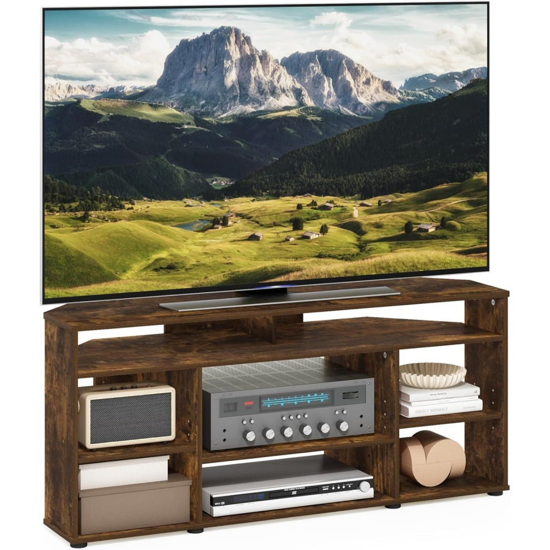 Console TV bordeaux en bois, rangement pour chambre