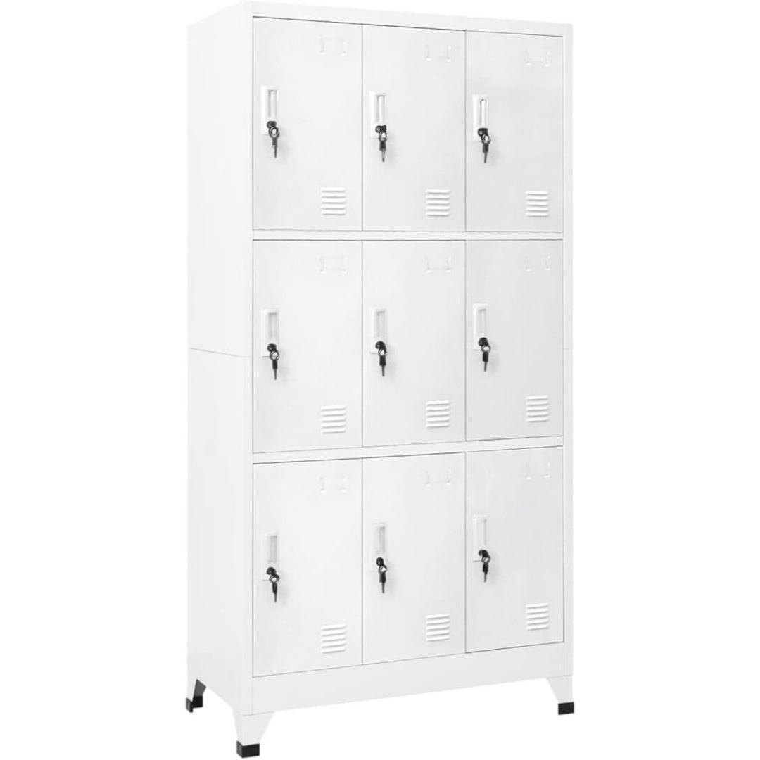 Rangement gris clair avec 9 portes 90 x 45 x 180 cm