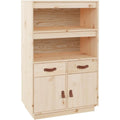 Buffet beige bois massif 67 cm, rangement style scandinave
