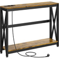 Console entree marron, bois style industriel 100 x 24 x 75 cm