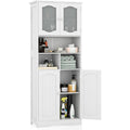 Meuble colonne avec quatre portes gris clair, conception verre trempe