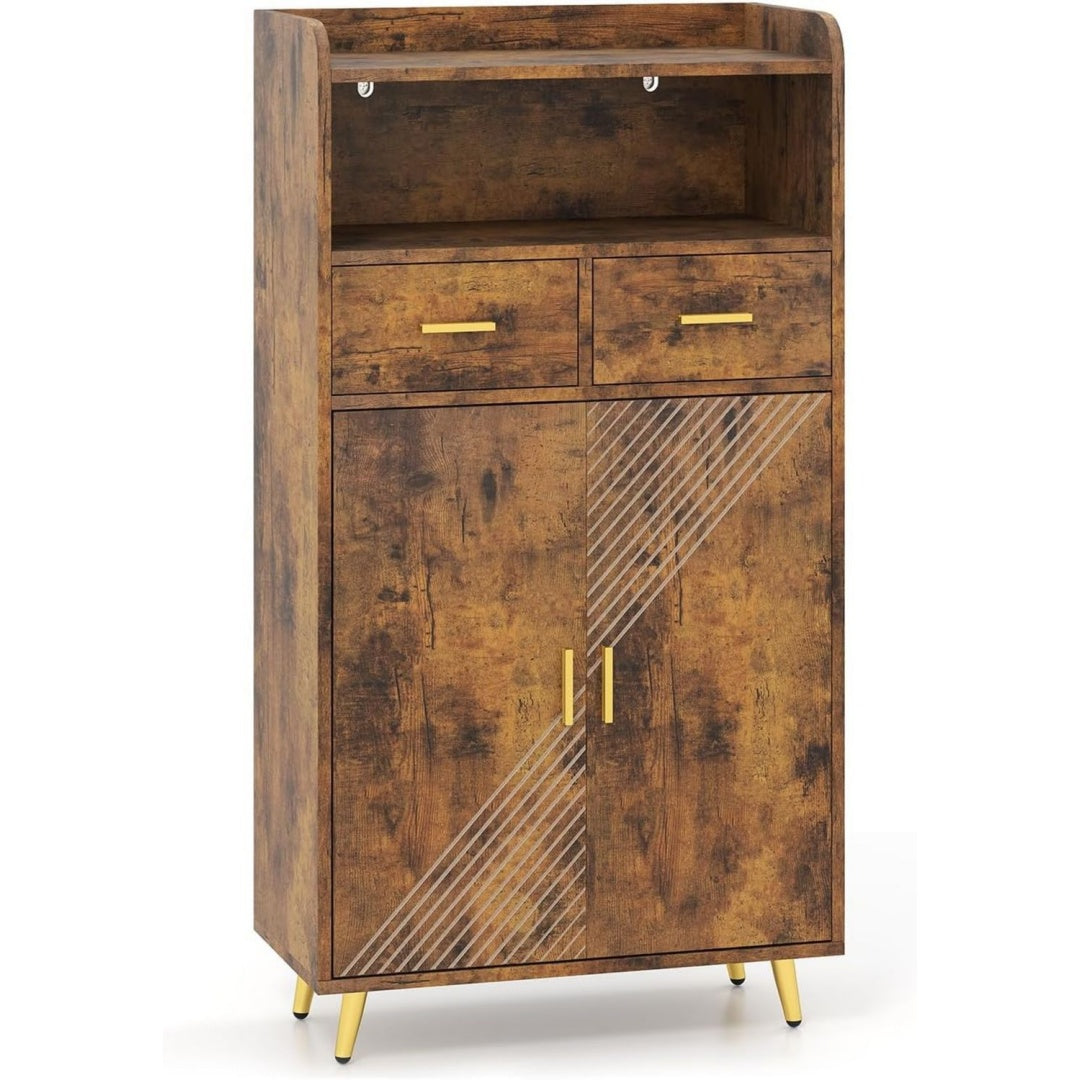 Bahut coloris marron metal, a 2 portes pour 60 cm de rangement