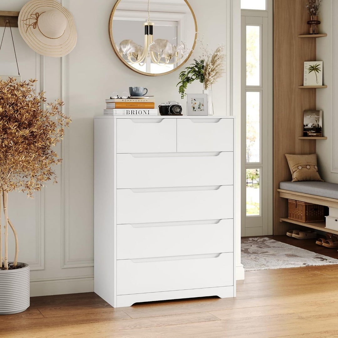 Chiffonnier rangement gris clair 6 tiroirs industriel