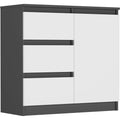 Esprit Contemporain, commode a tiroirs gris en panneau de particules
