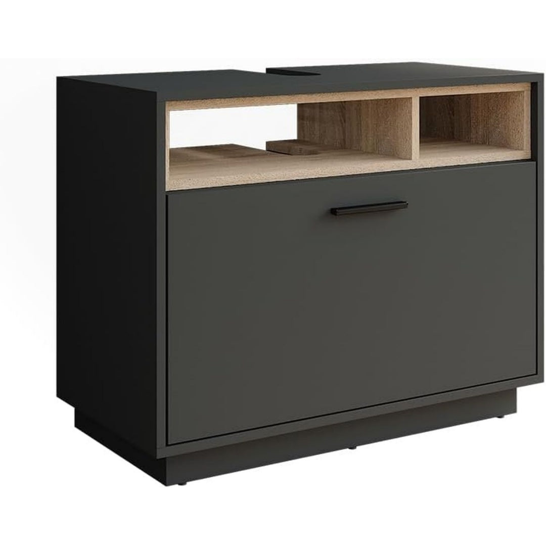 Gris fonce profond, meuble lavabo en panneau de particules