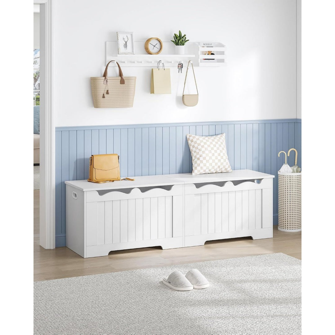 Chaleureux banc de rangement gris clair 40 x 150 x 48 cm