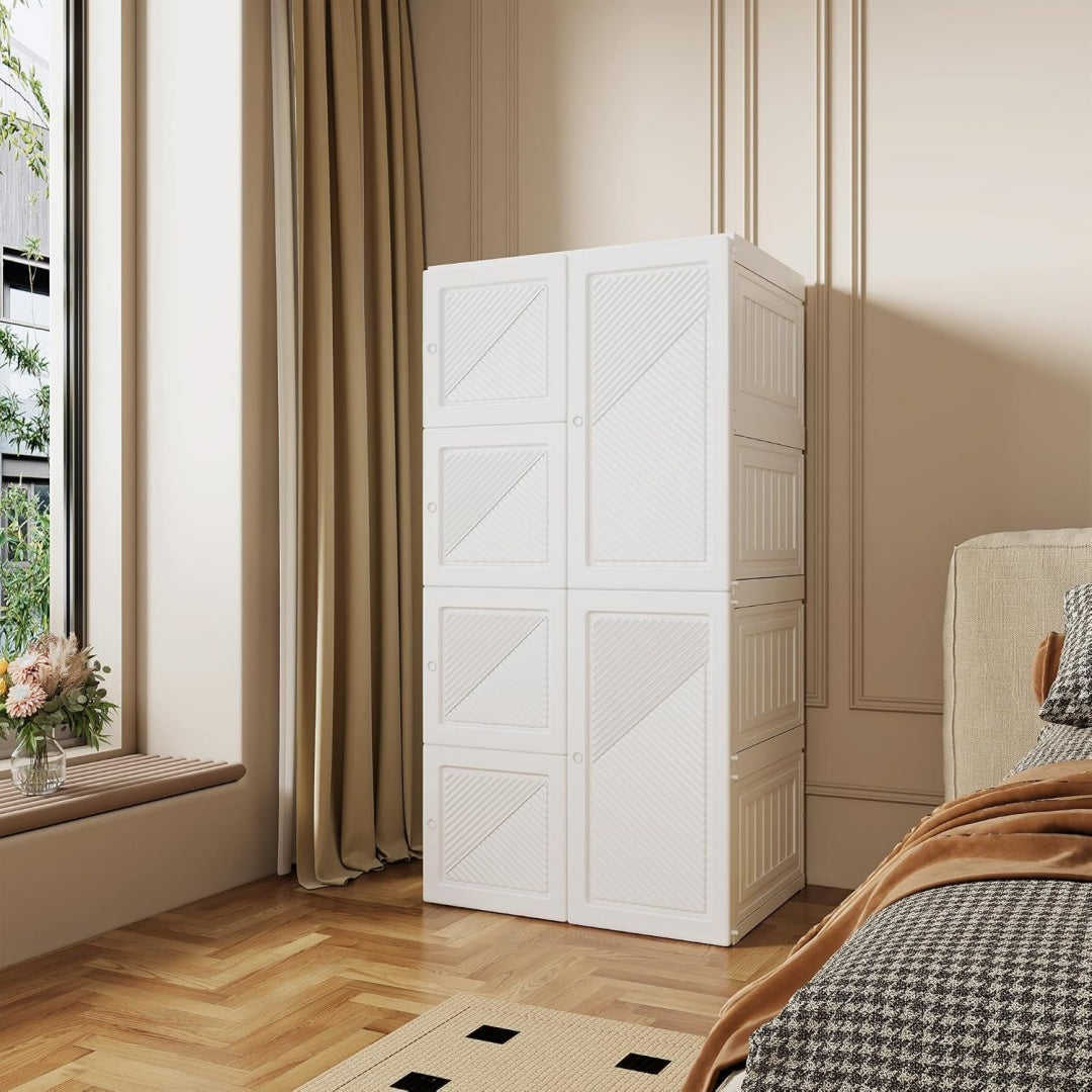 Meuble de rangement armoire gris clair, six portes