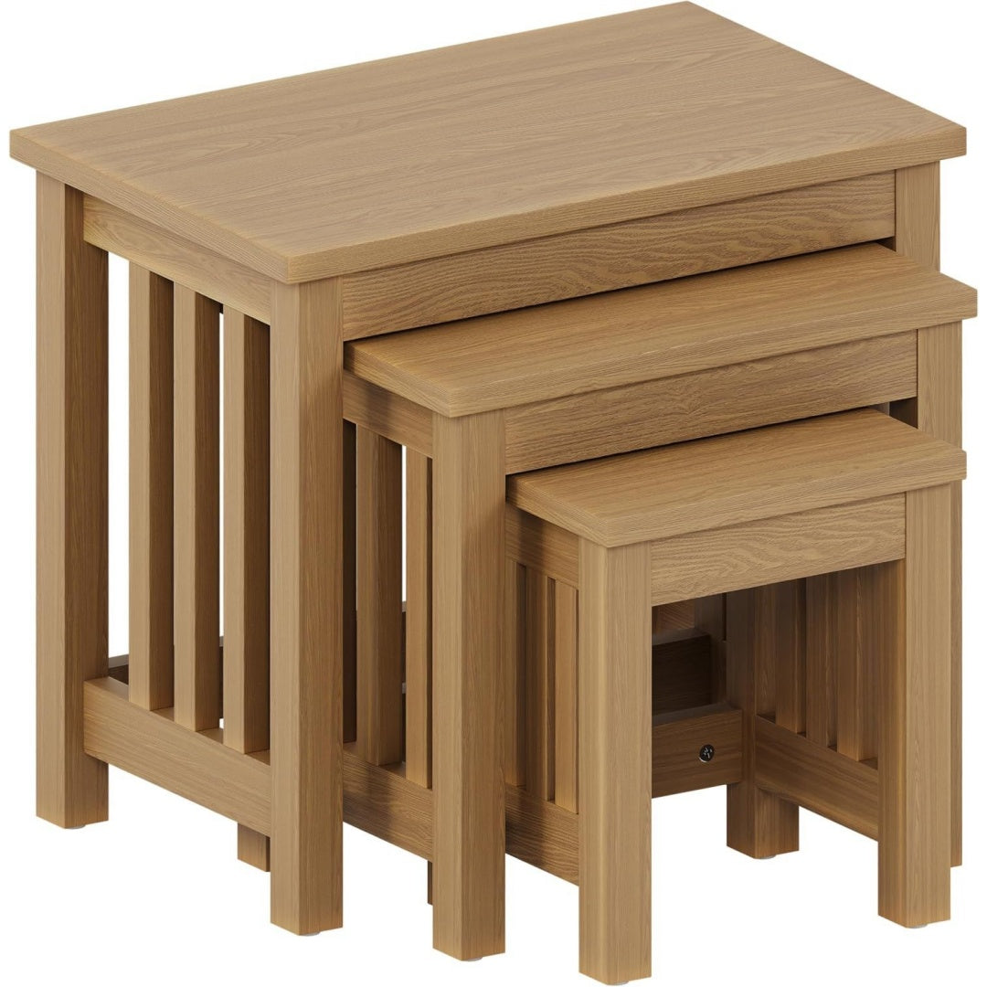 Meuble contemporaine table imbriquee marron en bois