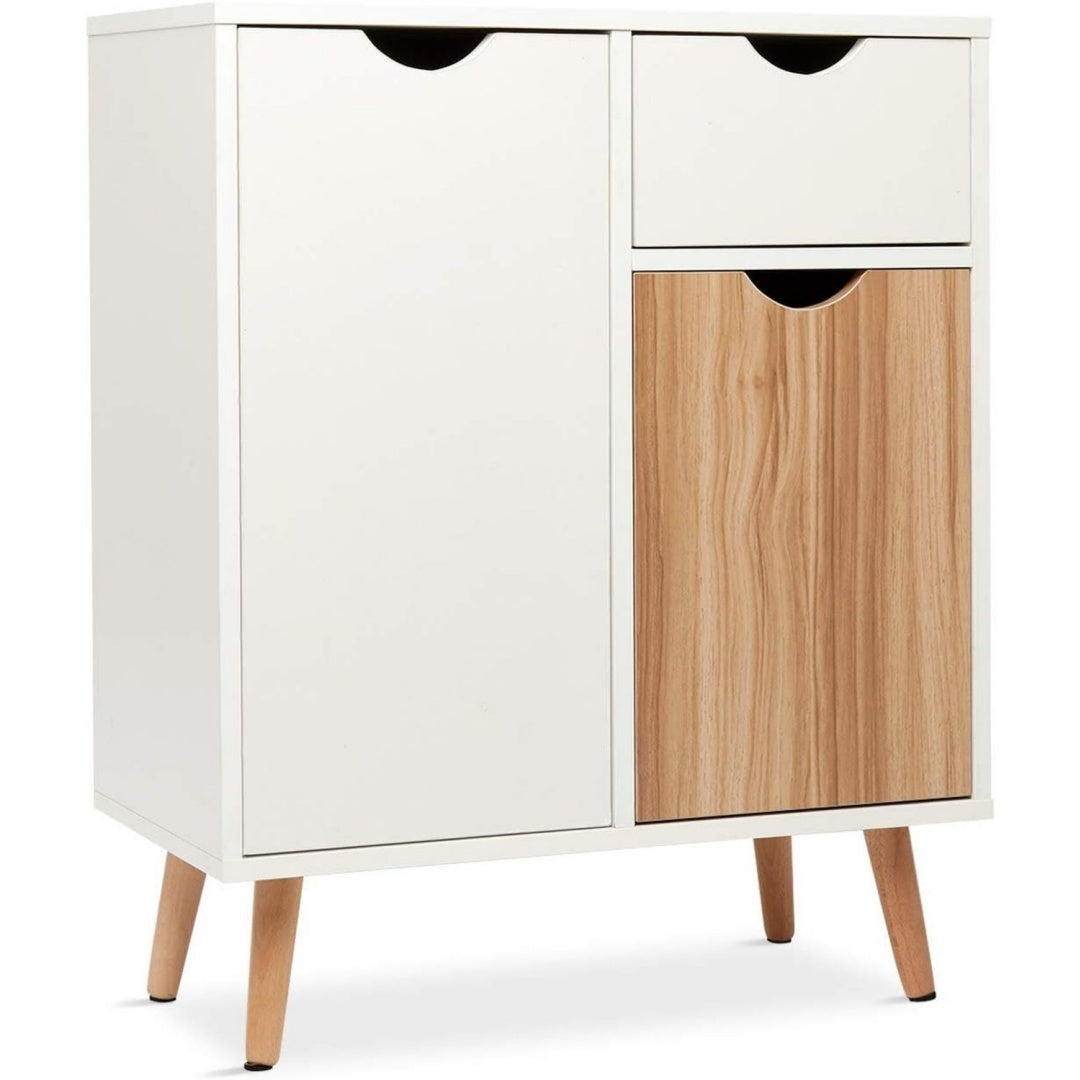 Credence gris clair bois ingenierie, a 2 portes 1 tiroir pour cuisine