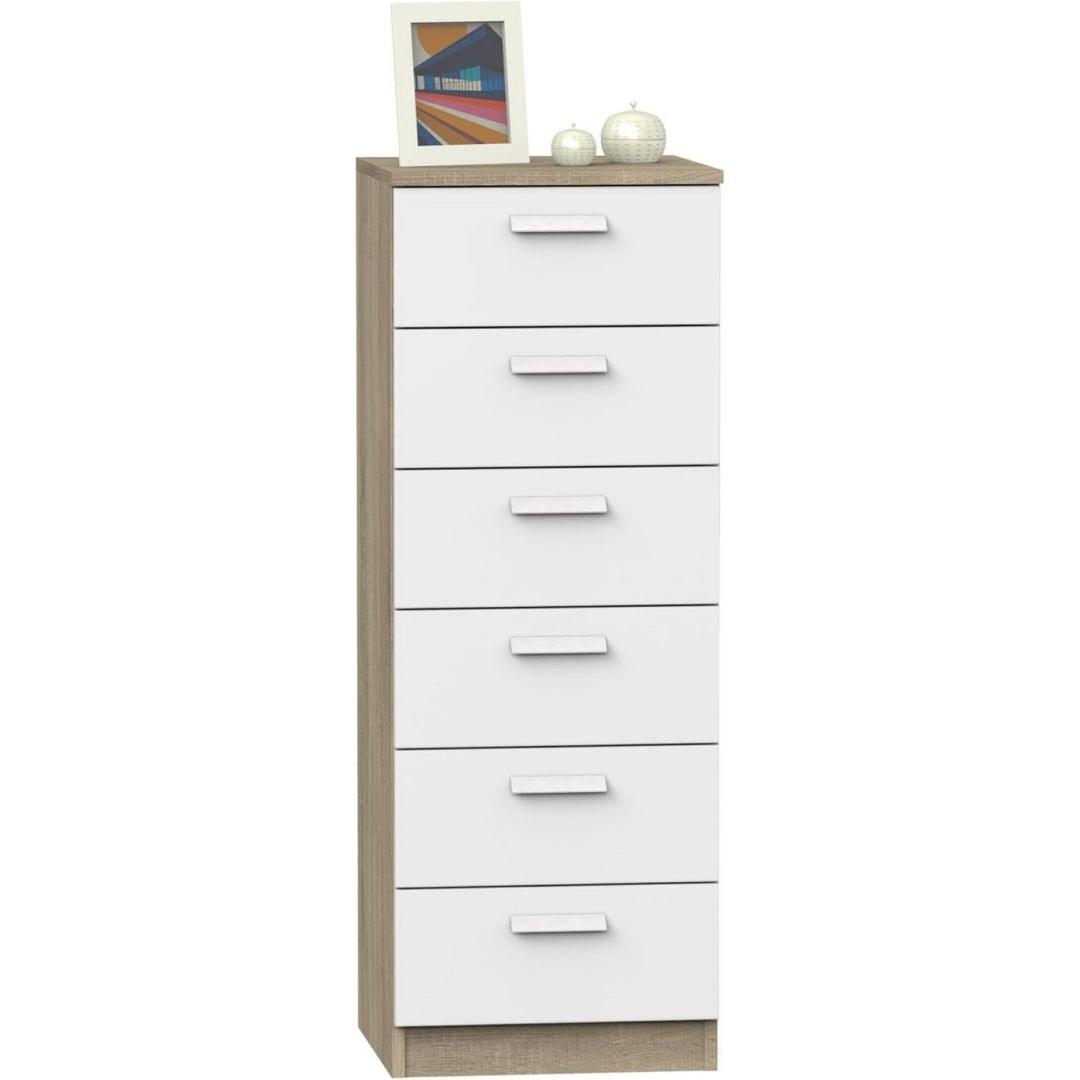 Commode gris clair avec 6 tiroirs 40 x 40 x 140 cm