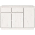 Buffet mobilier gris clair en bois massif contemporain