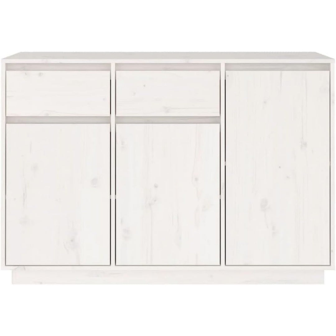 Buffet mobilier gris clair en bois massif contemporain