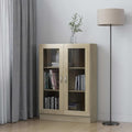 Armoire vitree gris bois ingenierie, 82 cm de large a 2 portes